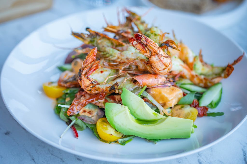 Serving of Salad of Frutti Di Mare and Vegetables